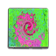 Groovy Abstract Green And Red Lava Liquid Swirl Memory Card Reader (square 5 Slot) by myrubiogarden