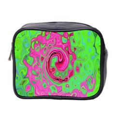 Groovy Abstract Green And Red Lava Liquid Swirl Mini Toiletries Bag (two Sides) by myrubiogarden