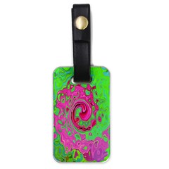 Groovy Abstract Green And Red Lava Liquid Swirl Luggage Tags (one Side)  by myrubiogarden