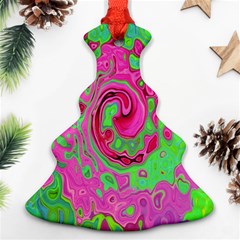 Groovy Abstract Green And Red Lava Liquid Swirl Ornament (christmas Tree) 