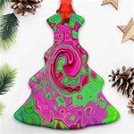 Groovy Abstract Green And Red Lava Liquid Swirl Christmas Tree Ornament (Two Sides) Front