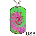 Groovy Abstract Green And Red Lava Liquid Swirl Dog Tag USB Flash (One Side) Front