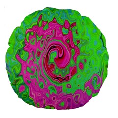 Groovy Abstract Green And Red Lava Liquid Swirl Large 18  Premium Round Cushions by myrubiogarden