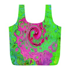 Groovy Abstract Green And Red Lava Liquid Swirl Full Print Recycle Bag (l) by myrubiogarden