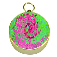 Groovy Abstract Green And Red Lava Liquid Swirl Gold Compasses by myrubiogarden