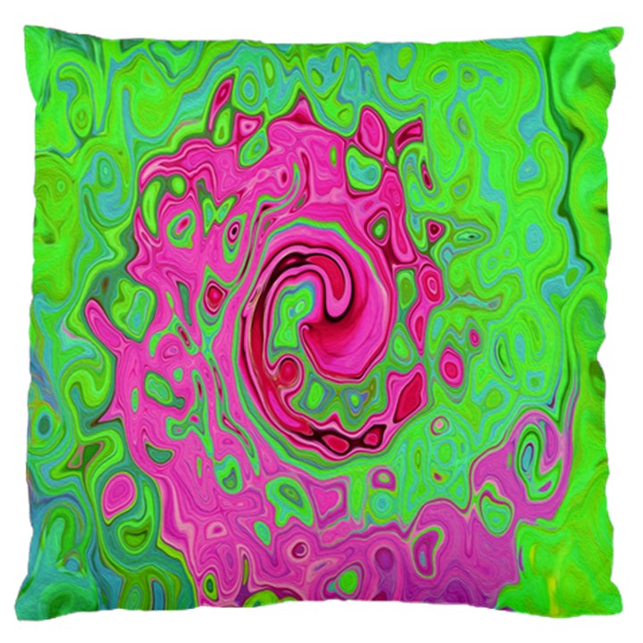 Groovy Abstract Green And Red Lava Liquid Swirl Large Flano Cushion Case (Two Sides)