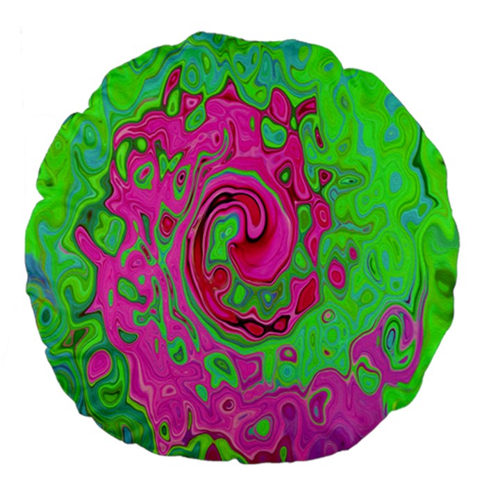 Groovy Abstract Green And Red Lava Liquid Swirl Large 18  Premium Flano Round Cushions