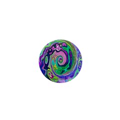 Groovy Abstract Aqua And Navy Lava Liquid Swirl 1  Mini Buttons by myrubiogarden