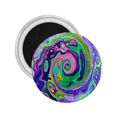 Groovy Abstract Aqua And Navy Lava Liquid Swirl 2 25  Magnets by myrubiogarden