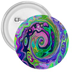 Groovy Abstract Aqua And Navy Lava Liquid Swirl 3  Buttons by myrubiogarden