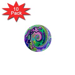 Groovy Abstract Aqua And Navy Lava Liquid Swirl 1  Mini Magnet (10 Pack)  by myrubiogarden