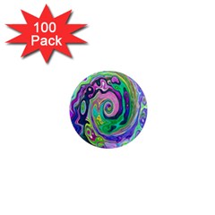 Groovy Abstract Aqua And Navy Lava Liquid Swirl 1  Mini Magnets (100 Pack)  by myrubiogarden