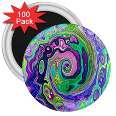 Groovy Abstract Aqua And Navy Lava Liquid Swirl 3  Magnets (100 Pack) by myrubiogarden