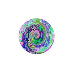 Groovy Abstract Aqua And Navy Lava Liquid Swirl Golf Ball Marker (4 Pack) by myrubiogarden