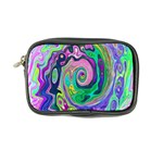 Groovy Abstract Aqua And Navy Lava Liquid Swirl Coin Purse Front