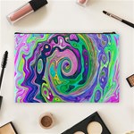 Groovy Abstract Aqua And Navy Lava Liquid Swirl Cosmetic Bag (Large) Back