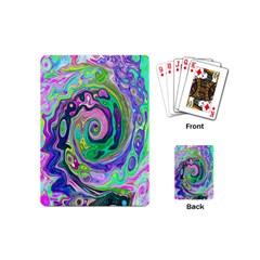 Groovy Abstract Aqua And Navy Lava Liquid Swirl Playing Cards (mini)