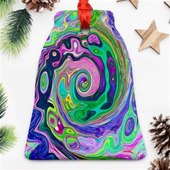 Groovy Abstract Aqua And Navy Lava Liquid Swirl Ornament (bell)