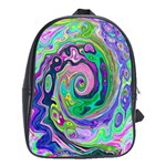 Groovy Abstract Aqua And Navy Lava Liquid Swirl School Bag (XL) Front