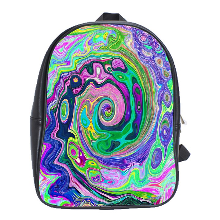 Groovy Abstract Aqua And Navy Lava Liquid Swirl School Bag (XL)