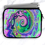 Groovy Abstract Aqua And Navy Lava Liquid Swirl Apple iPad 2/3/4 Zipper Cases Front