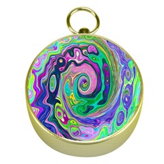 Groovy Abstract Aqua And Navy Lava Liquid Swirl Gold Compasses by myrubiogarden