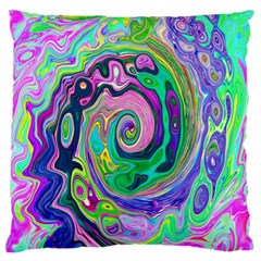 Groovy Abstract Aqua And Navy Lava Liquid Swirl Standard Flano Cushion Case (one Side) by myrubiogarden