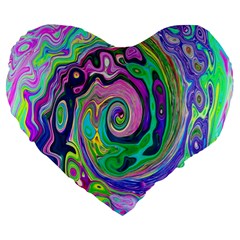 Groovy Abstract Aqua And Navy Lava Liquid Swirl Large 19  Premium Flano Heart Shape Cushions by myrubiogarden