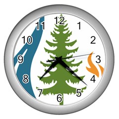 Forest Christmas Tree Spruce Wall Clock (silver) by Desi8484