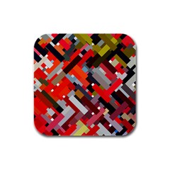 Maze Mazes Fabric Fabrics Color Rubber Square Coaster (4 Pack)  by Pakrebo