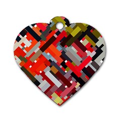 Maze Mazes Fabric Fabrics Color Dog Tag Heart (two Sides) by Pakrebo