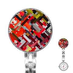 Maze Mazes Fabric Fabrics Color Stainless Steel Nurses Watch by Pakrebo