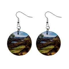 Landscape Quairaing Scotland Mini Button Earrings by Pakrebo