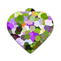 Art Flower Flowers Fabric Fabrics Dog Tag Heart (one Side) by Pakrebo