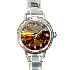 Scotland Monti Mountains Mountain Round Italian Charm Watch by Pakrebo