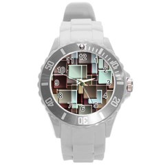 Texture Artwork Mural Murals Art Round Plastic Sport Watch (l) by Pakrebo