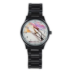 Art Painting Abstract Canvas Stainless Steel Round Watch