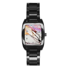 Art Painting Abstract Canvas Stainless Steel Barrel Watch by Pakrebo