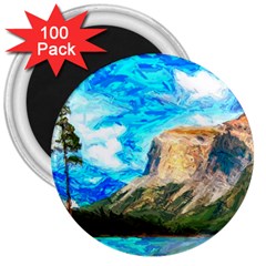 Painting Paintings Mountain 3  Magnets (100 Pack) by Pakrebo