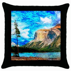 Painting Paintings Mountain Throw Pillow Case (black) by Pakrebo