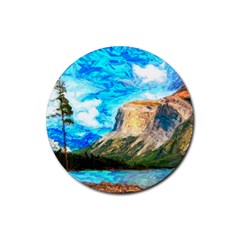 Painting Paintings Mountain Rubber Coaster (round)  by Pakrebo