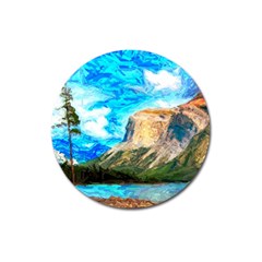 Painting Paintings Mountain Magnet 3  (round) by Pakrebo