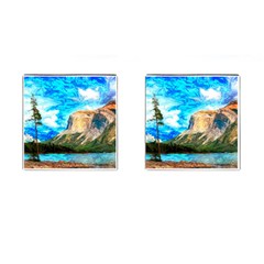 Painting Paintings Mountain Cufflinks (square) by Pakrebo