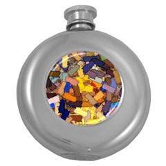 Texture Painting Plot Graffiti Round Hip Flask (5 Oz) by Pakrebo