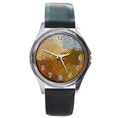 Color Colors Abstract Yellow Brown Round Metal Watch by Pakrebo