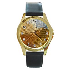 Color Colors Abstract Yellow Brown Round Gold Metal Watch by Pakrebo