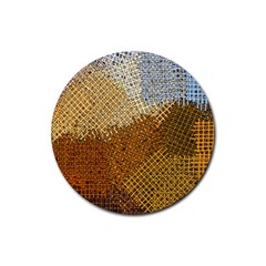 Color Colors Abstract Yellow Brown Rubber Coaster (round)  by Pakrebo