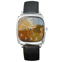 Color Colors Abstract Yellow Brown Square Metal Watch by Pakrebo