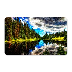 Color Lake Mountain Painting Magnet (rectangular) by Pakrebo