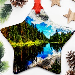 Color Lake Mountain Painting Star Ornament (two Sides) by Pakrebo